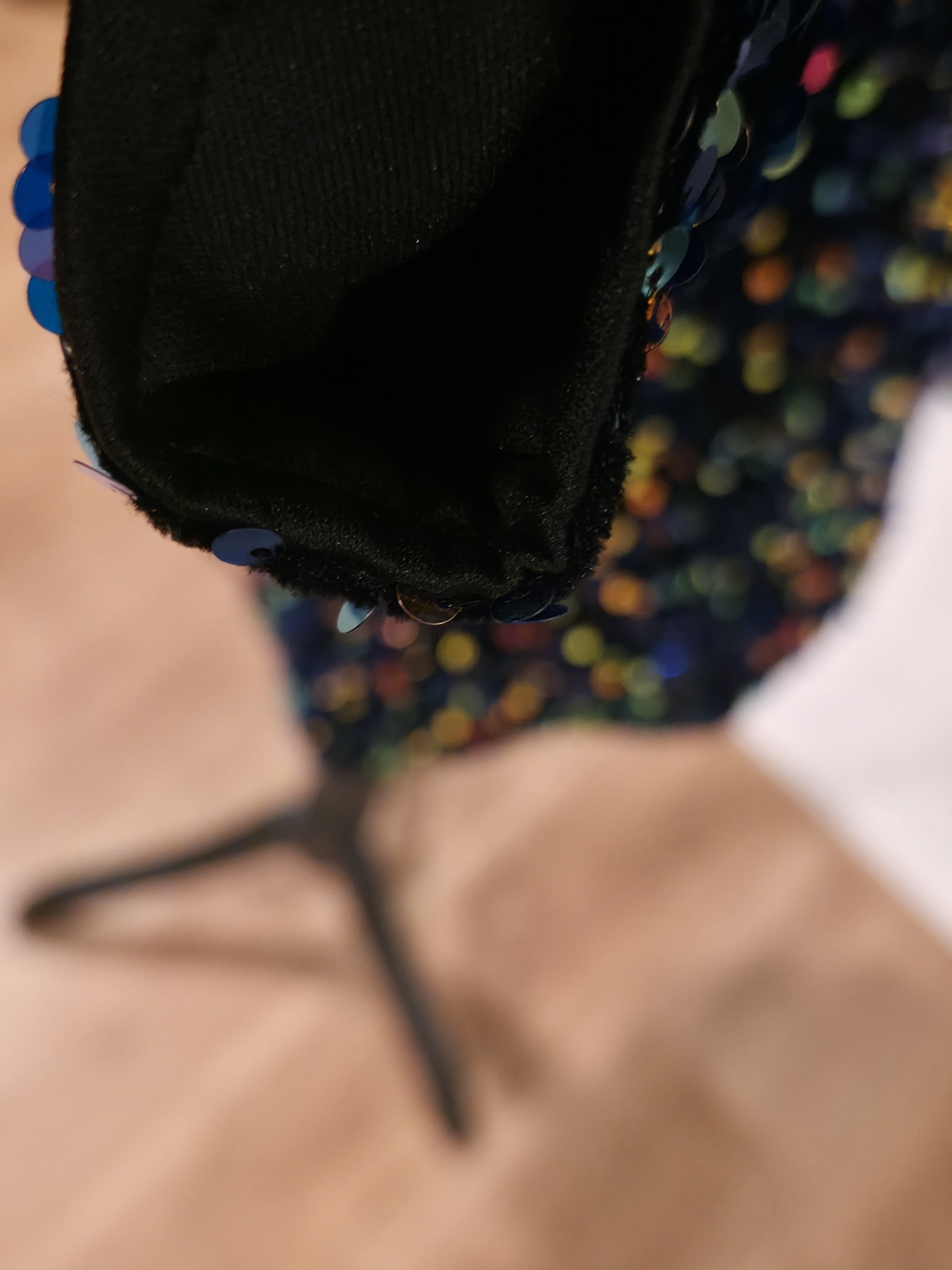 Black Multicolor Sequin Long Sleeve Mini Dress - Picture 14 of 15